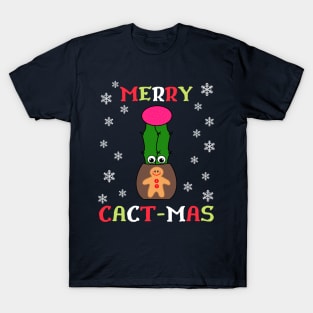 Merry Cact Mas - Hybrid Cactus In Gingerbread Man Pot T-Shirt